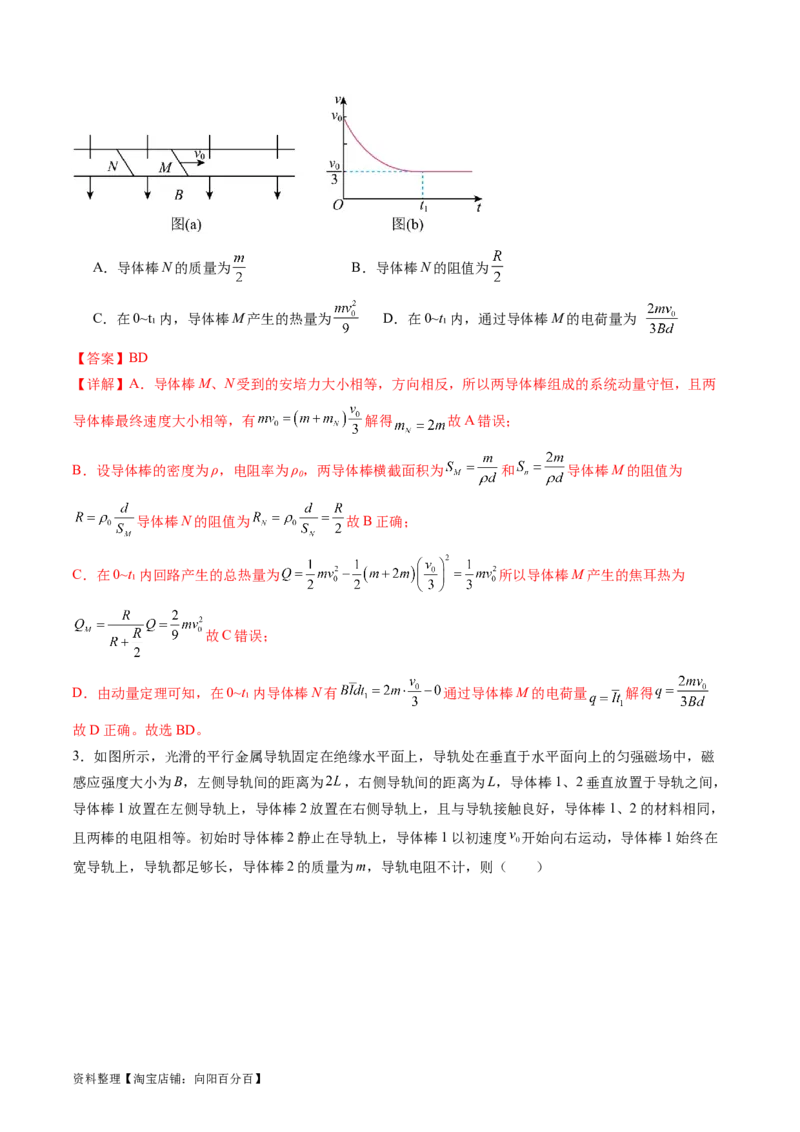第58讲动量观点在电磁感应中的应用（讲义）（解析版）_04高考物理_新高考复习资料_2024新高考复习资料_一轮复习资料_2024年高考物理一轮复习讲练测（讲义+练习+课件）（新高考）