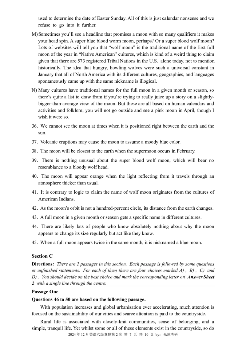 2024年12月英语六级真题全3套_02.四六级真题+模拟题（0128）_六级真题+音频+解析(0128)_03.2016&mdash;2025六级新题型_2024年12月六级_2024.12六级真题word