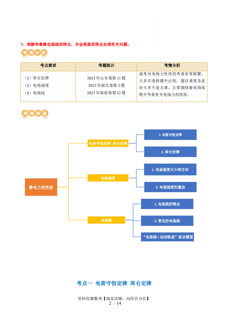 第37讲静电力的性质（讲义）（原卷版）_04高考物理_新高考复习资料_2024新高考复习资料_一轮复习资料_2024年高考物理一轮复习讲练测（讲义+练习+课件）（新高考）_讲义+练习