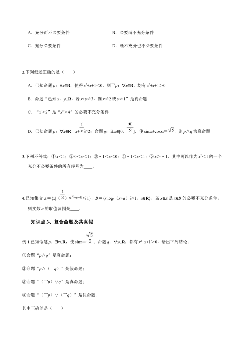 考点02常用逻辑用语-2022年高考数学一轮复习小题多维练（新高考版）（原卷版）_02高考数学_新高考复习资料_2022年新高考资料_2022年高考数学一轮复习小题多维练（新高考版）8.7更新