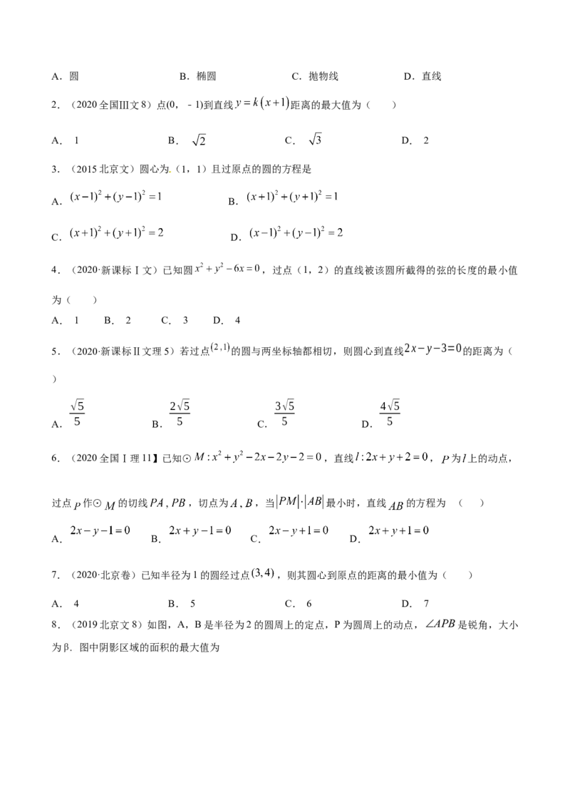 考向31直线和圆（重点）-备战2023年高考数学一轮复习考点微专题（全国通用）（学生版）_02高考数学_通用版（老高考）复习资料_2023年复习资料_一轮复习