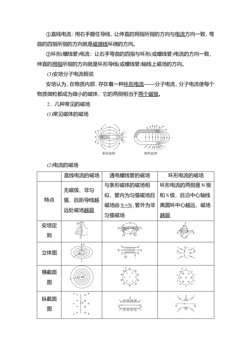 第1讲　磁场及其对电流的作用教案_04高考物理_新高考复习资料_2022年新高考复习资料_2022届一轮复习讲练结合_第9章磁场_第1讲　磁场及其对电流的作用