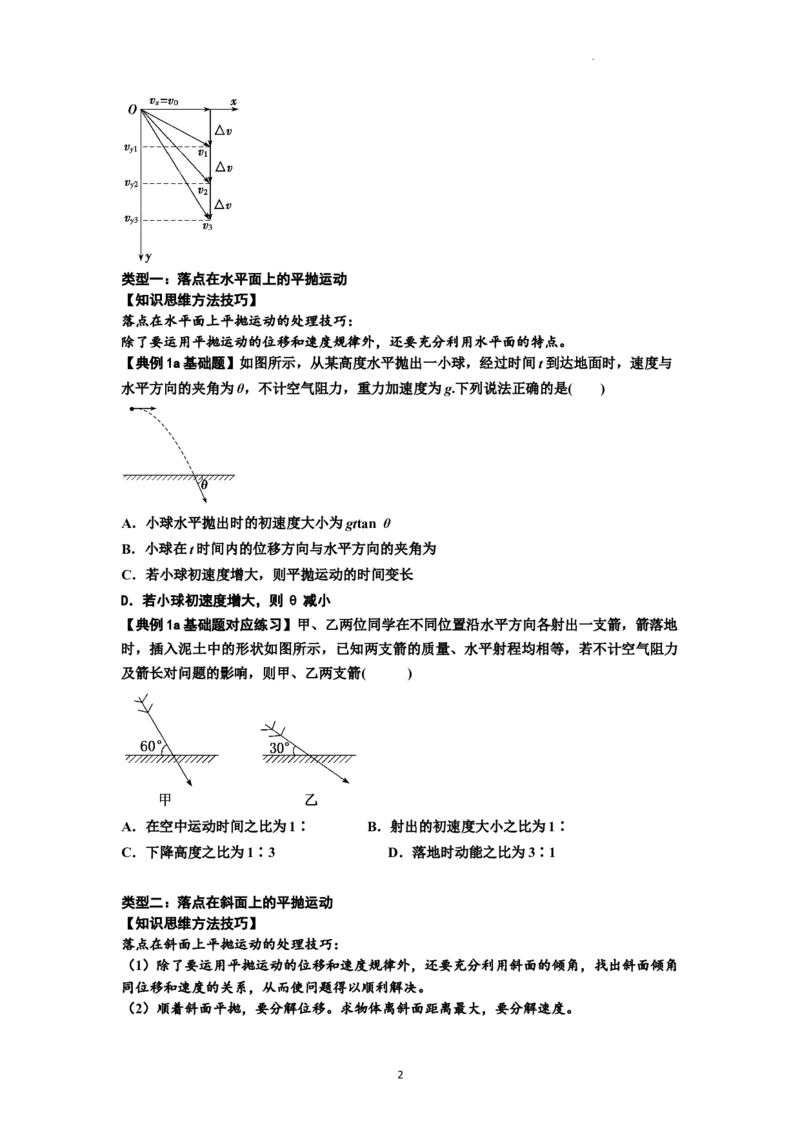 知识点25：抛体运动（原卷版）_04高考物理_新高考复习资料_2024新高考复习资料_一轮复习资料_基础版2024届高考物理一轮复习讲义及对应练习_知识点25：抛体运动基础版