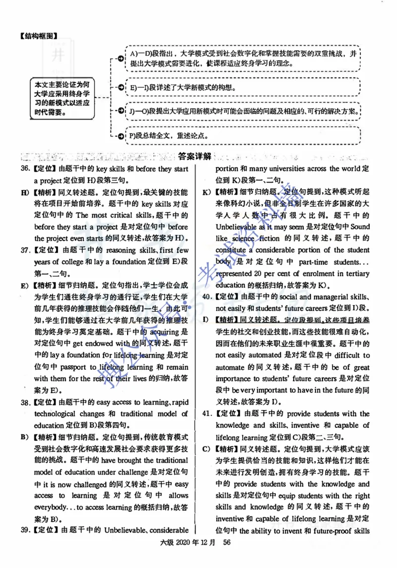 2020.12英语六级考试解析第3套_最新更新，视频都在这_2026、6月四级速转存易和谐_四六级真题+资料包_六级真题_2020年12月六级真题及答案解析（完整版）