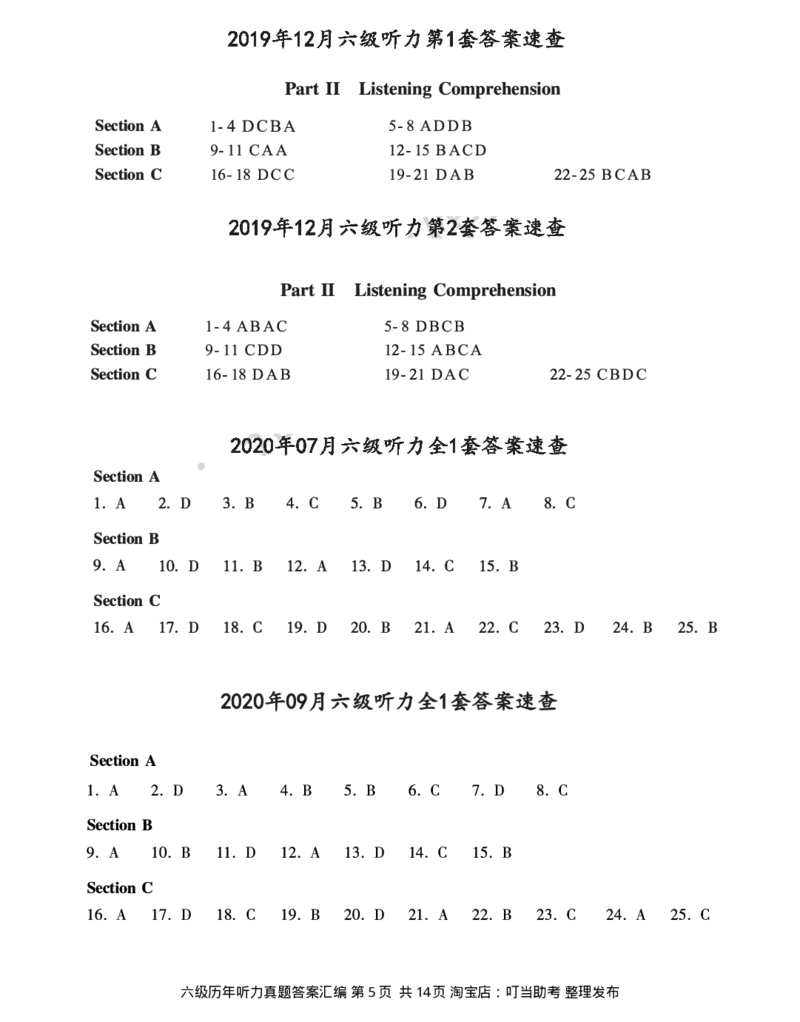 六级听力答案速查_最新更新，视频都在这_2026、6月四级速转存易和谐_新大学英语2025.6月4.6级真题_六级真题_六级听力专项