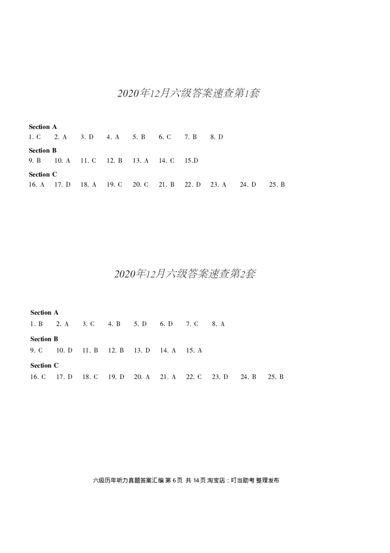 六级听力答案速查_最新更新，视频都在这_2026、6月四级速转存易和谐_新大学英语2025.6月4.6级真题_六级真题_六级听力专项