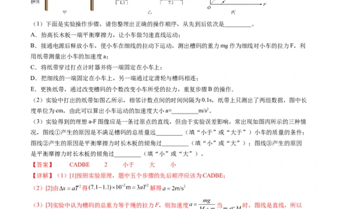 第15讲探究加速度与物体受力、物体质量的关系（练习）（解析版）_04高考物理_新高考复习资料_2024新高考复习资料_一轮复习资料_讲义+练习