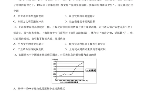 考点巩固卷29村落、城镇与居住环境（原卷版）_07高考历史_新高考复习资料_2024年新高考复习资料_一轮复习资料_完2024年高考历史一轮复习考点通关卷（新高考通用）_考点巩固卷