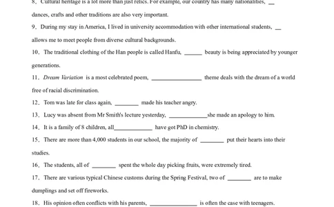 考点巩固卷06非限制性定语从句（原卷版）_03高考英语_新高考复习资料_2025年新高考复习_2025年高考英语一轮复习考点通关卷（新高考通用）