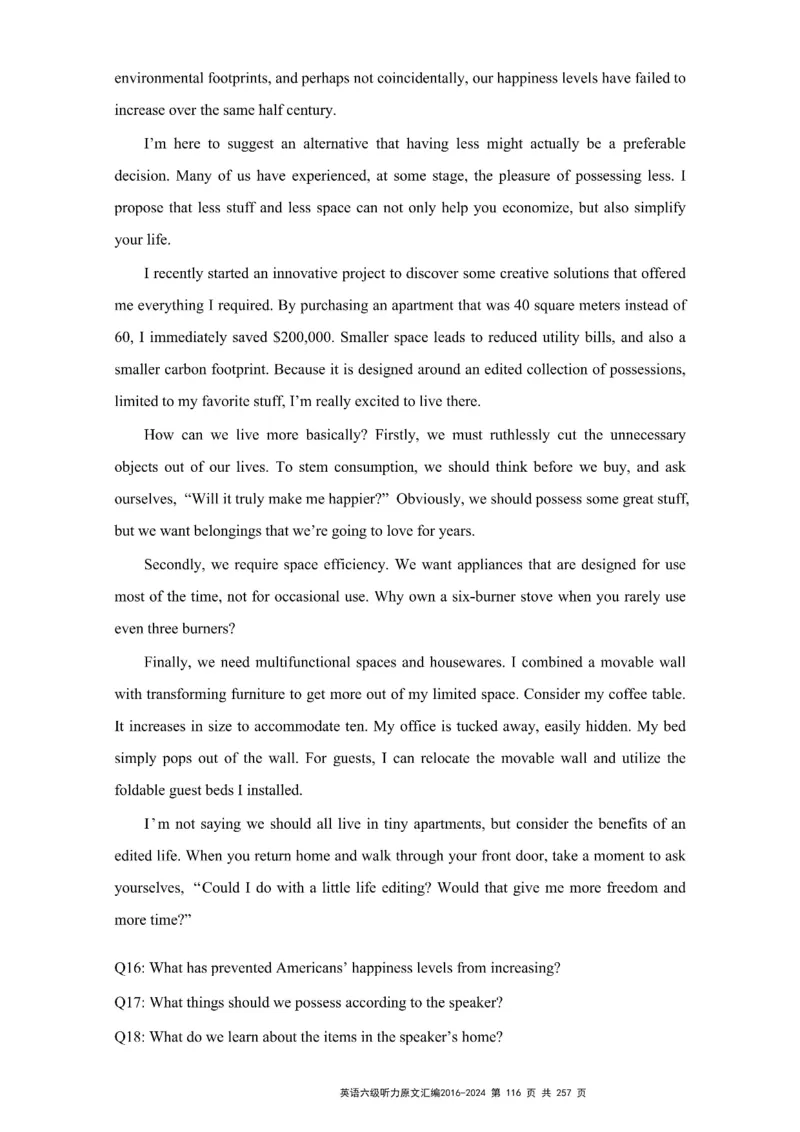 六级听力原文2016-2024_最新更新，视频都在这_2026、6月四级速转存易和谐_新大学英语2025.6月4.6级真题_六级真题_六级听力专项