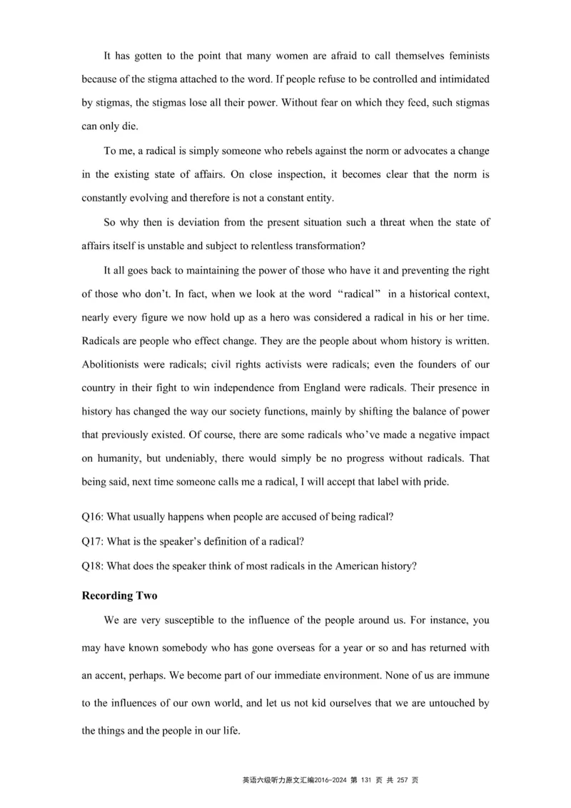 六级听力原文2016-2024_最新更新，视频都在这_2026、6月四级速转存易和谐_新大学英语2025.6月4.6级真题_六级真题_六级听力专项