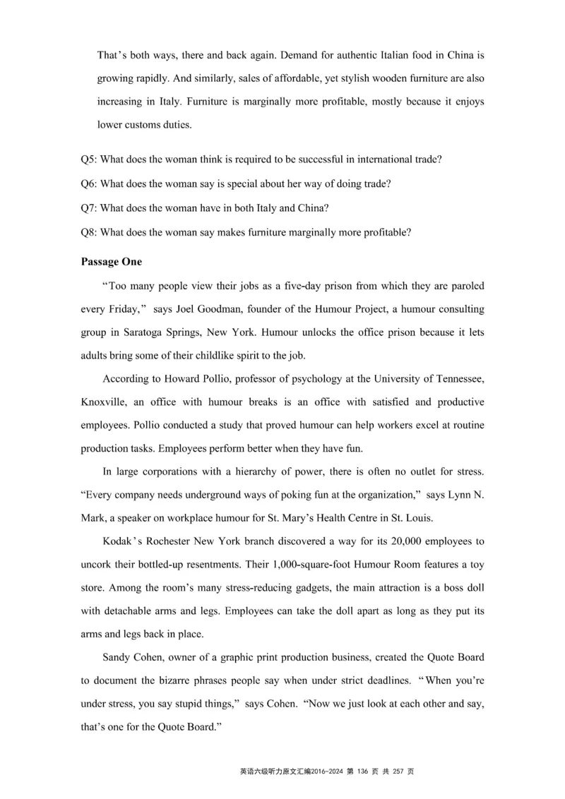 六级听力原文2016-2024_最新更新，视频都在这_2026、6月四级速转存易和谐_新大学英语2025.6月4.6级真题_六级真题_六级听力专项