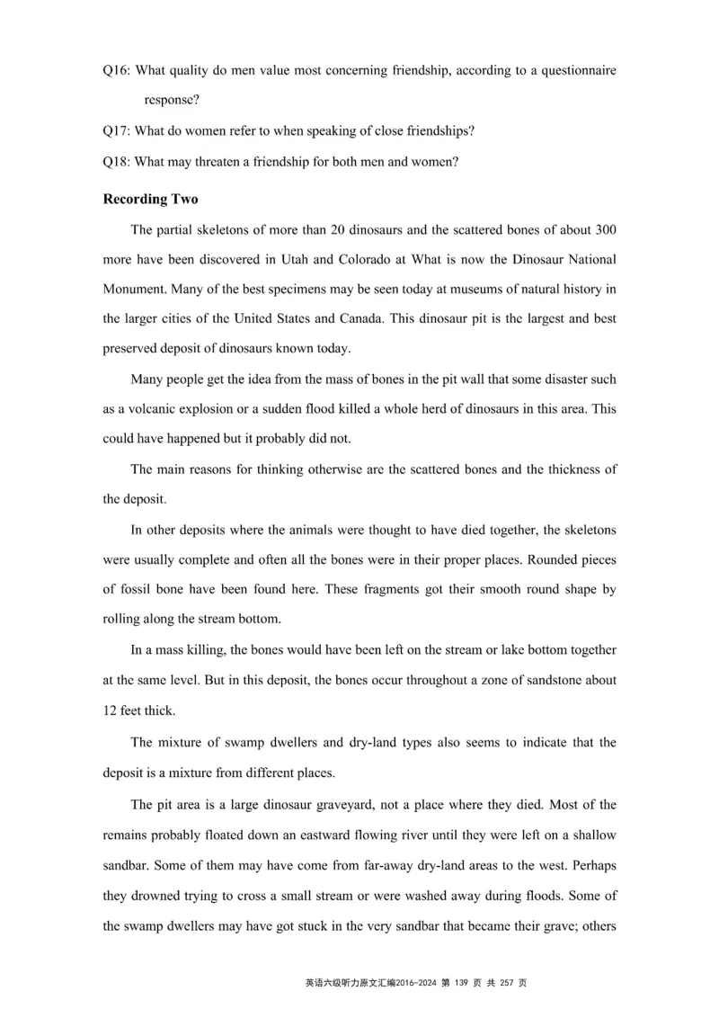 六级听力原文2016-2024_最新更新，视频都在这_2026、6月四级速转存易和谐_新大学英语2025.6月4.6级真题_六级真题_六级听力专项