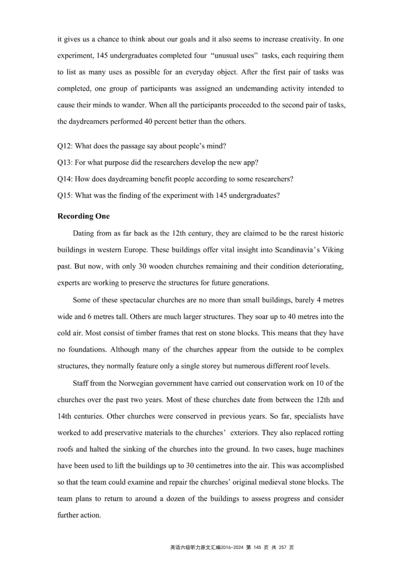 六级听力原文2016-2024_最新更新，视频都在这_2026、6月四级速转存易和谐_新大学英语2025.6月4.6级真题_六级真题_六级听力专项