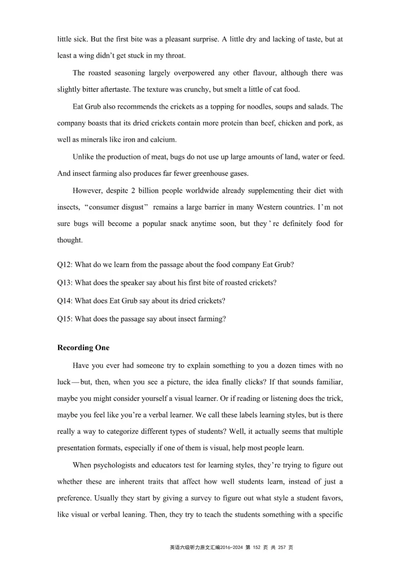 六级听力原文2016-2024_最新更新，视频都在这_2026、6月四级速转存易和谐_新大学英语2025.6月4.6级真题_六级真题_六级听力专项