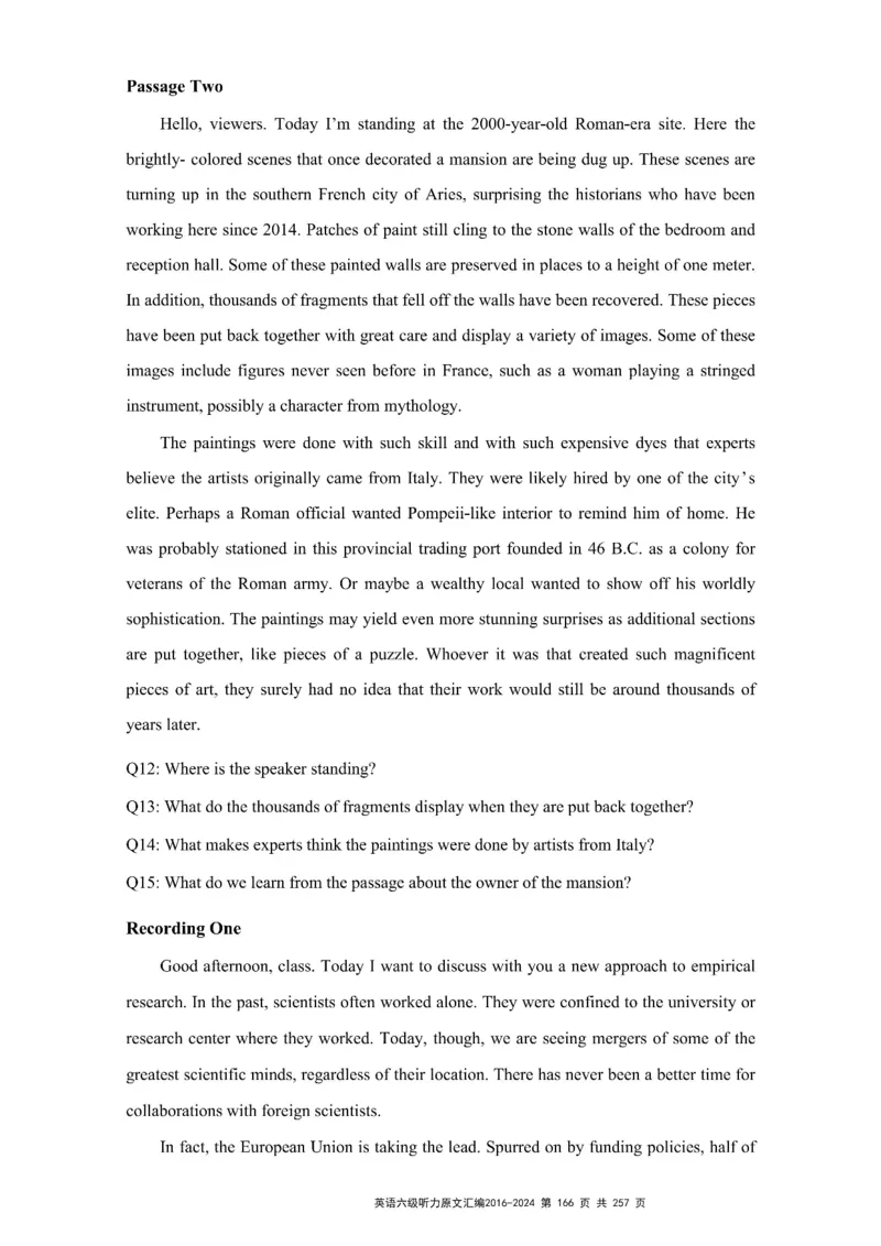 六级听力原文2016-2024_最新更新，视频都在这_2026、6月四级速转存易和谐_新大学英语2025.6月4.6级真题_六级真题_六级听力专项