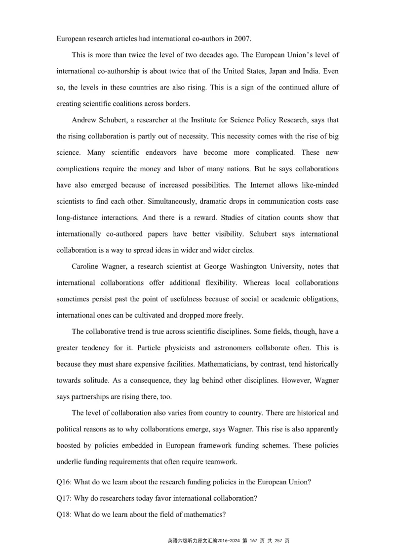 六级听力原文2016-2024_最新更新，视频都在这_2026、6月四级速转存易和谐_新大学英语2025.6月4.6级真题_六级真题_六级听力专项