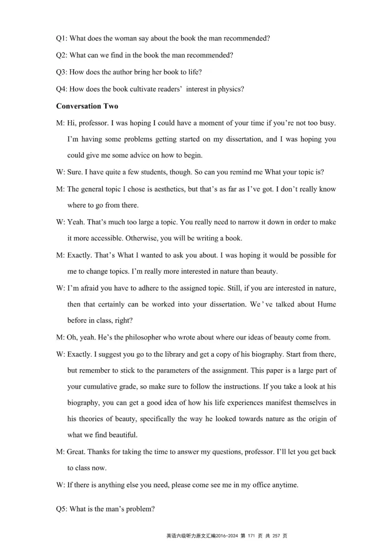 六级听力原文2016-2024_最新更新，视频都在这_2026、6月四级速转存易和谐_新大学英语2025.6月4.6级真题_六级真题_六级听力专项