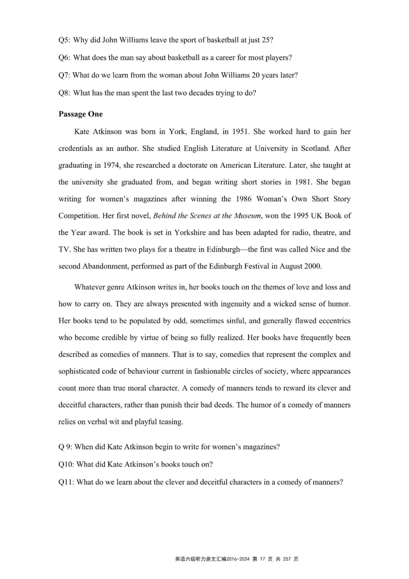 六级听力原文2016-2024_最新更新，视频都在这_2026、6月四级速转存易和谐_新大学英语2025.6月4.6级真题_六级真题_六级听力专项