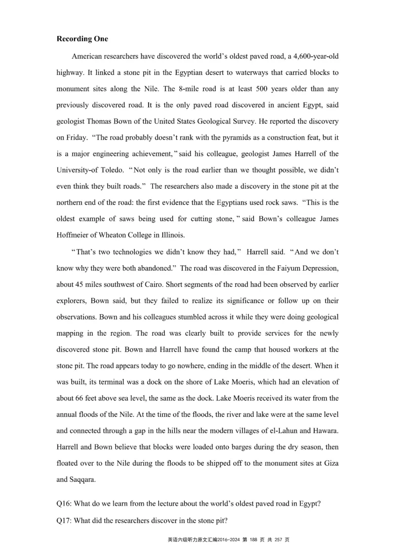 六级听力原文2016-2024_最新更新，视频都在这_2026、6月四级速转存易和谐_新大学英语2025.6月4.6级真题_六级真题_六级听力专项