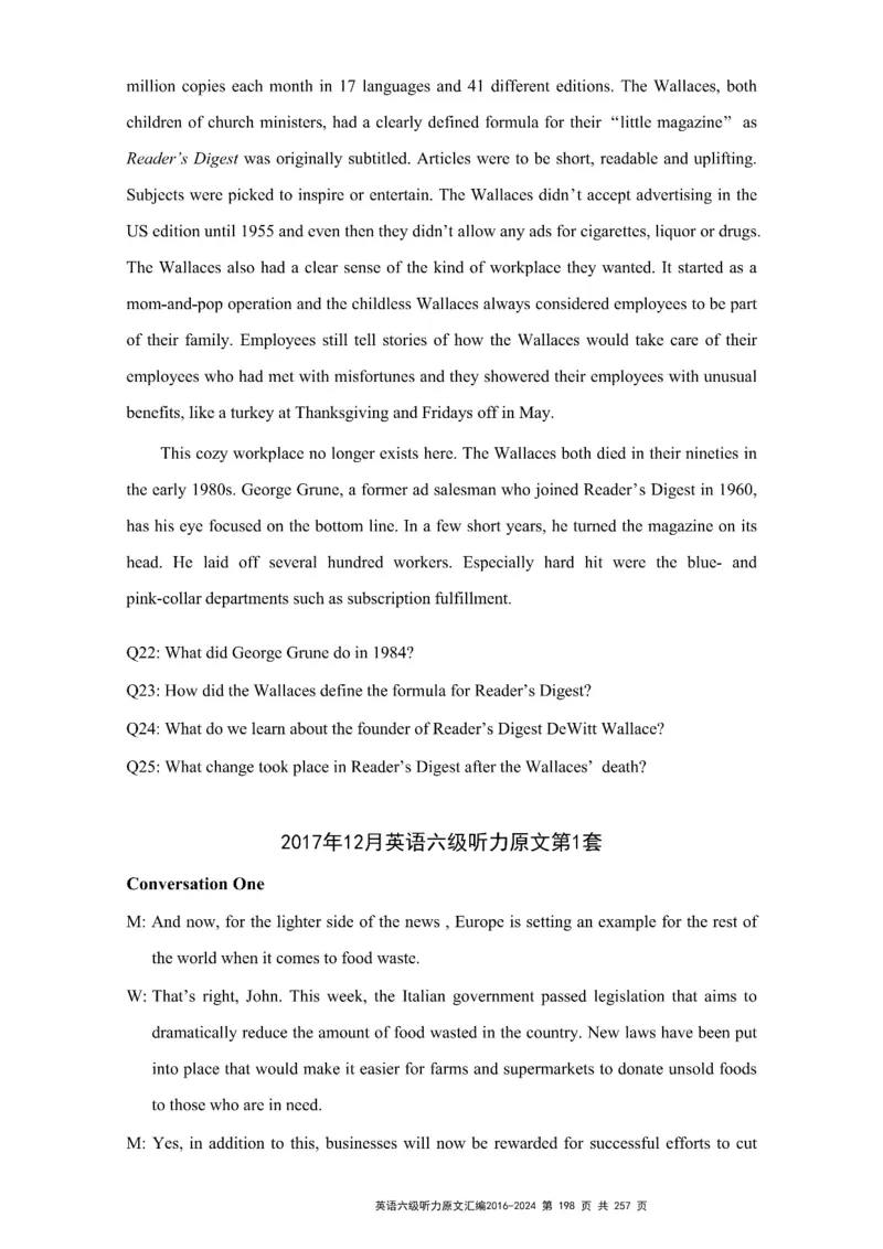 六级听力原文2016-2024_最新更新，视频都在这_2026、6月四级速转存易和谐_新大学英语2025.6月4.6级真题_六级真题_六级听力专项