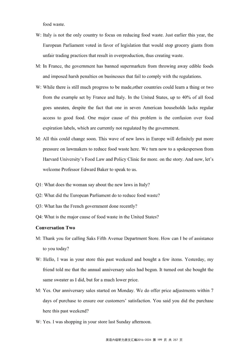 六级听力原文2016-2024_最新更新，视频都在这_2026、6月四级速转存易和谐_新大学英语2025.6月4.6级真题_六级真题_六级听力专项