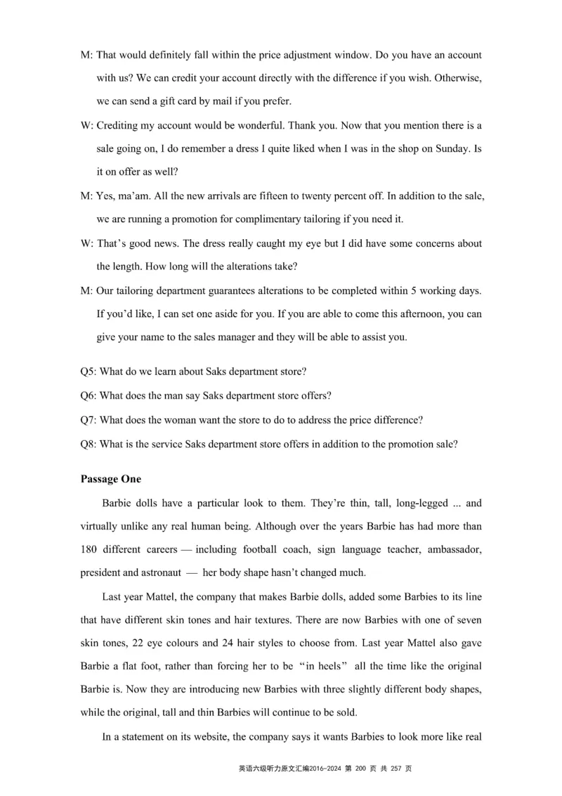 六级听力原文2016-2024_最新更新，视频都在这_2026、6月四级速转存易和谐_新大学英语2025.6月4.6级真题_六级真题_六级听力专项