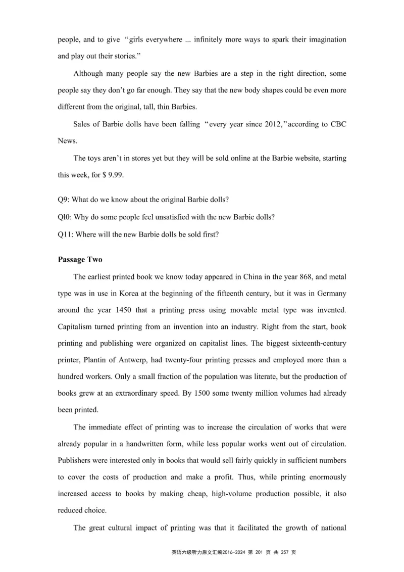 六级听力原文2016-2024_最新更新，视频都在这_2026、6月四级速转存易和谐_新大学英语2025.6月4.6级真题_六级真题_六级听力专项