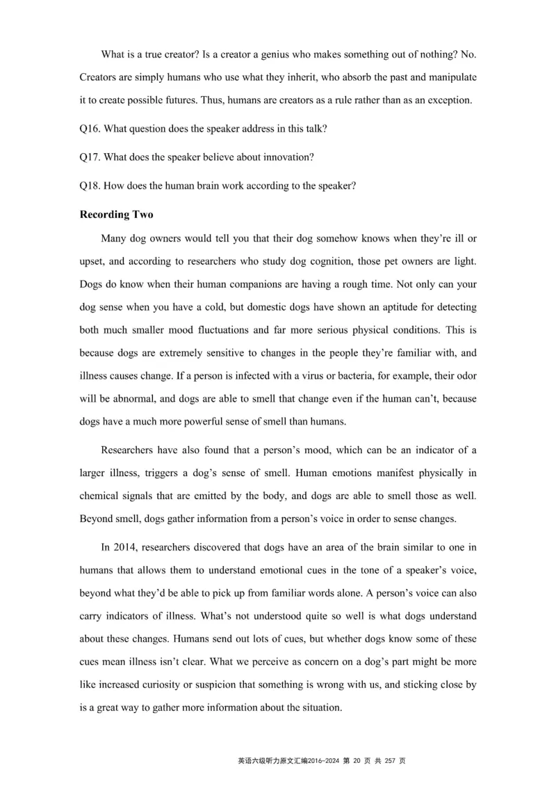 六级听力原文2016-2024_最新更新，视频都在这_2026、6月四级速转存易和谐_新大学英语2025.6月4.6级真题_六级真题_六级听力专项