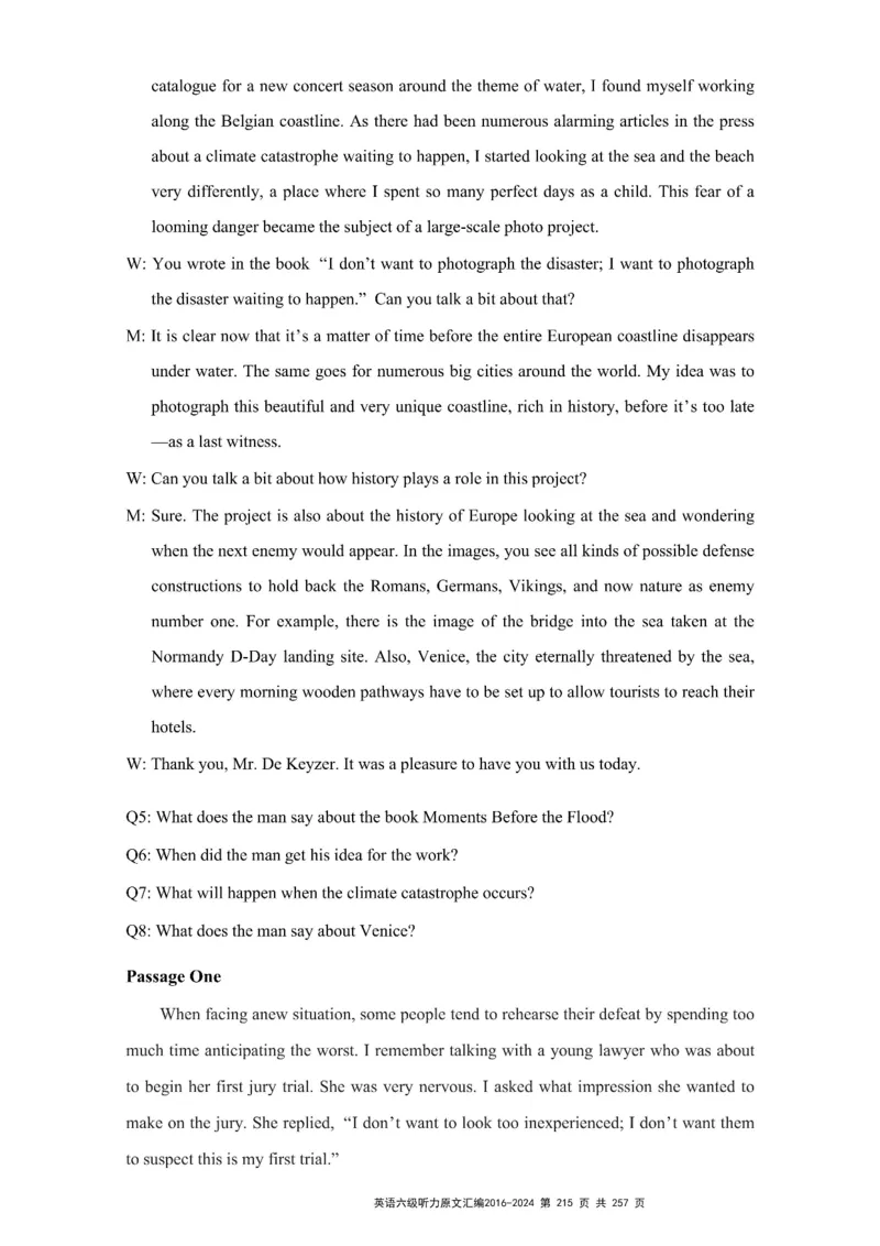 六级听力原文2016-2024_最新更新，视频都在这_2026、6月四级速转存易和谐_新大学英语2025.6月4.6级真题_六级真题_六级听力专项