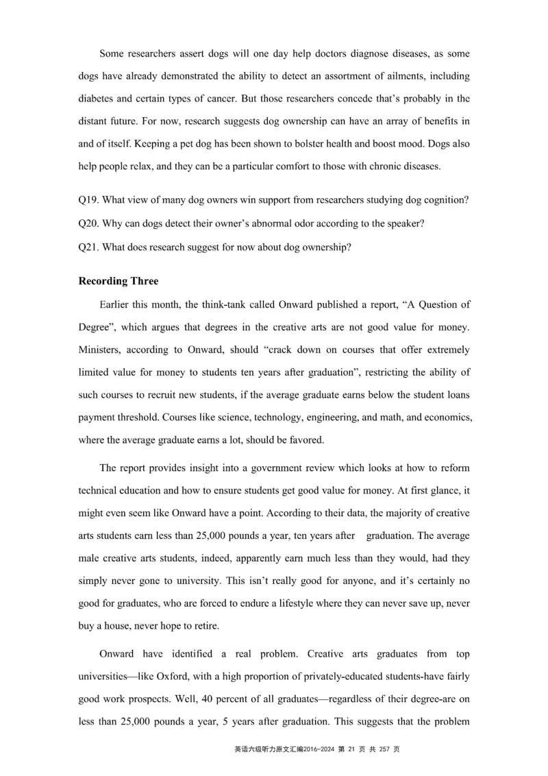 六级听力原文2016-2024_最新更新，视频都在这_2026、6月四级速转存易和谐_新大学英语2025.6月4.6级真题_六级真题_六级听力专项