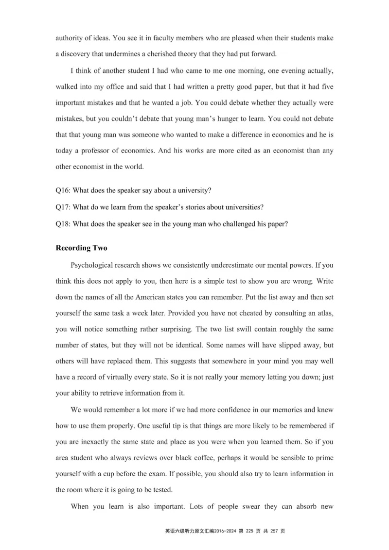 六级听力原文2016-2024_最新更新，视频都在这_2026、6月四级速转存易和谐_新大学英语2025.6月4.6级真题_六级真题_六级听力专项