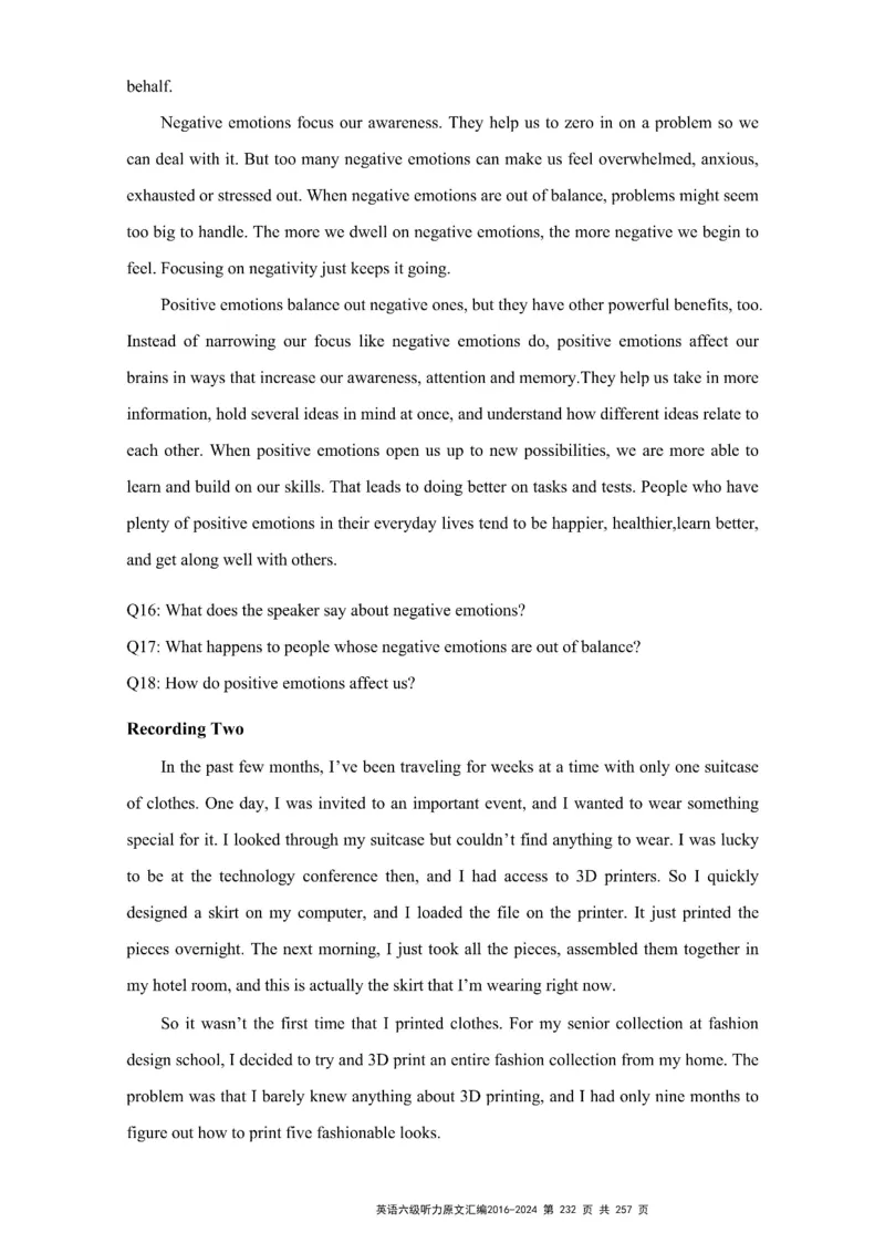 六级听力原文2016-2024_最新更新，视频都在这_2026、6月四级速转存易和谐_新大学英语2025.6月4.6级真题_六级真题_六级听力专项
