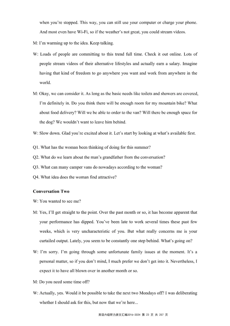 六级听力原文2016-2024_最新更新，视频都在这_2026、6月四级速转存易和谐_新大学英语2025.6月4.6级真题_六级真题_六级听力专项