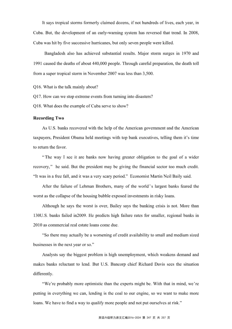 六级听力原文2016-2024_最新更新，视频都在这_2026、6月四级速转存易和谐_新大学英语2025.6月4.6级真题_六级真题_六级听力专项