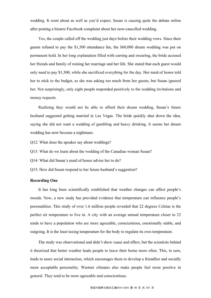 六级听力原文2016-2024_最新更新，视频都在这_2026、6月四级速转存易和谐_新大学英语2025.6月4.6级真题_六级真题_六级听力专项