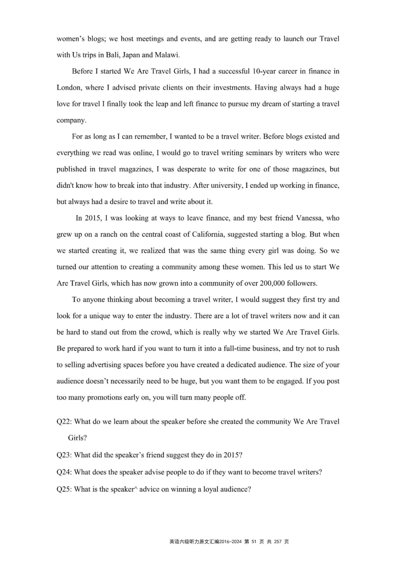 六级听力原文2016-2024_最新更新，视频都在这_2026、6月四级速转存易和谐_新大学英语2025.6月4.6级真题_六级真题_六级听力专项