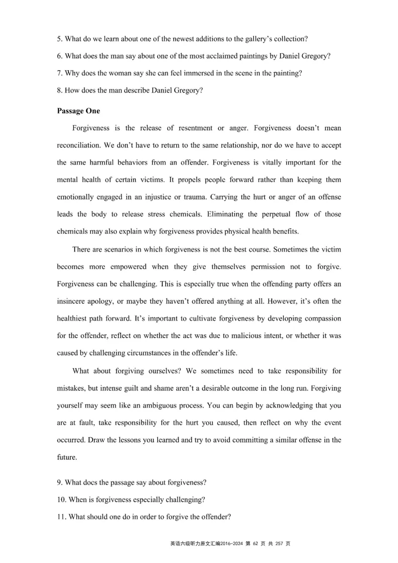 六级听力原文2016-2024_最新更新，视频都在这_2026、6月四级速转存易和谐_新大学英语2025.6月4.6级真题_六级真题_六级听力专项