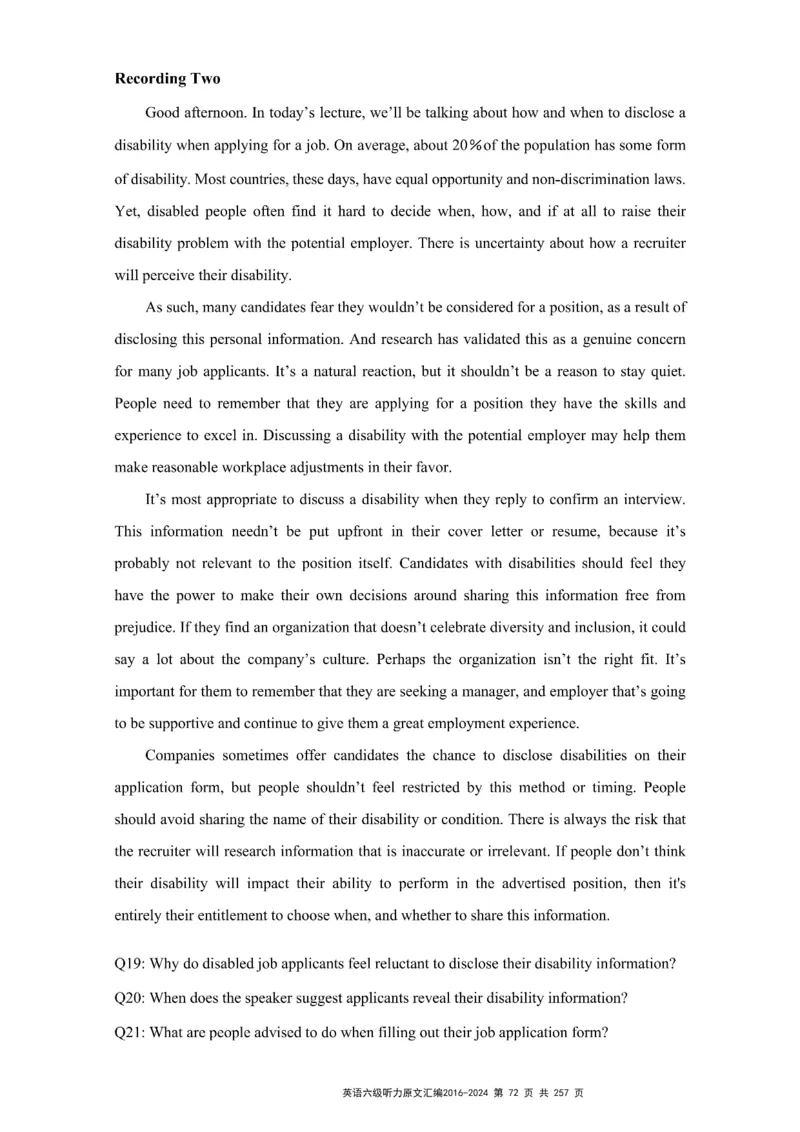 六级听力原文2016-2024_最新更新，视频都在这_2026、6月四级速转存易和谐_新大学英语2025.6月4.6级真题_六级真题_六级听力专项