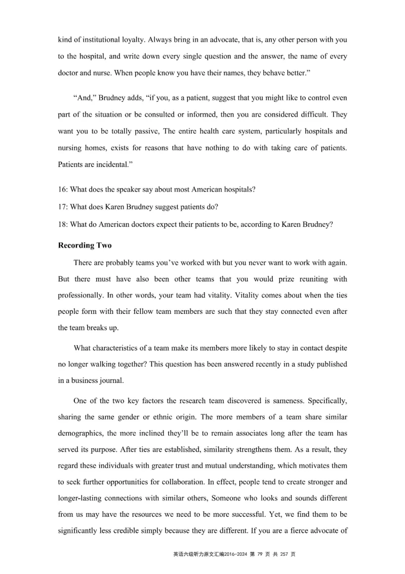 六级听力原文2016-2024_最新更新，视频都在这_2026、6月四级速转存易和谐_新大学英语2025.6月4.6级真题_六级真题_六级听力专项