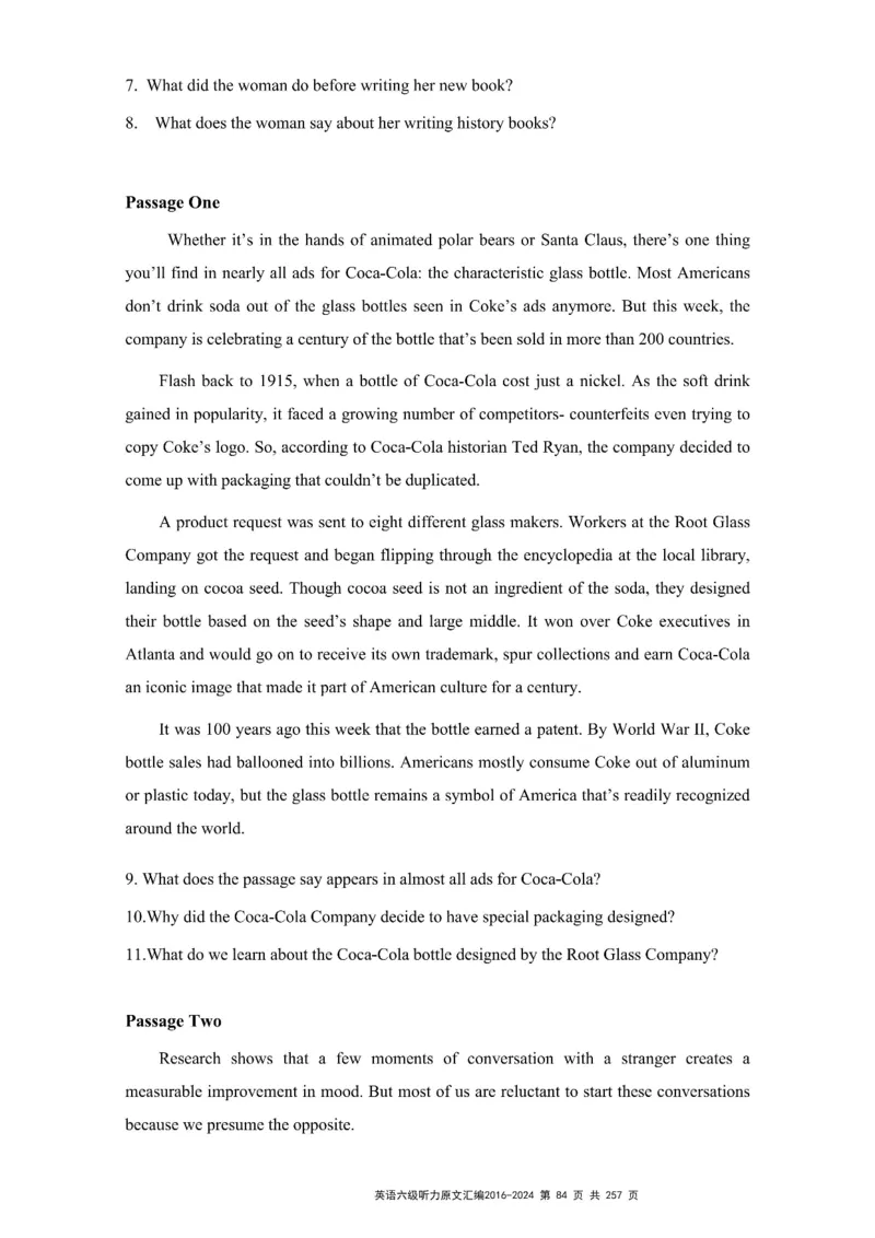 六级听力原文2016-2024_最新更新，视频都在这_2026、6月四级速转存易和谐_新大学英语2025.6月4.6级真题_六级真题_六级听力专项