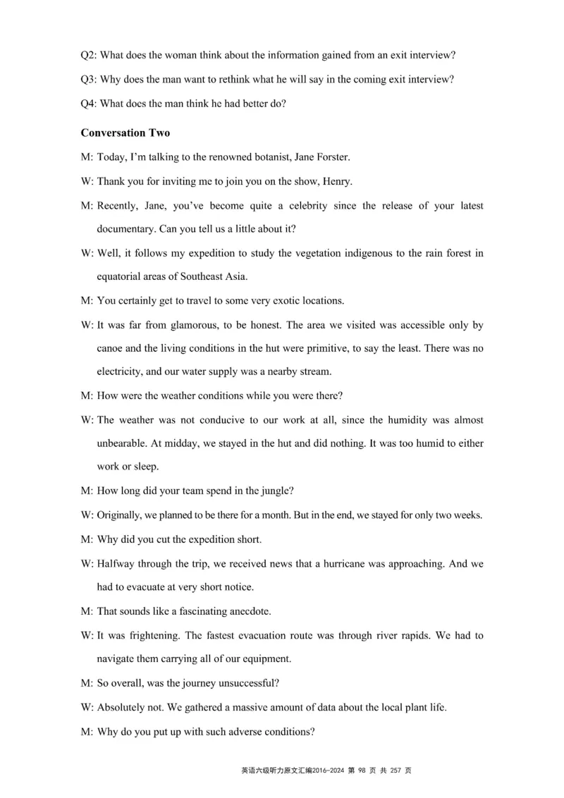 六级听力原文2016-2024_最新更新，视频都在这_2026、6月四级速转存易和谐_新大学英语2025.6月4.6级真题_六级真题_六级听力专项