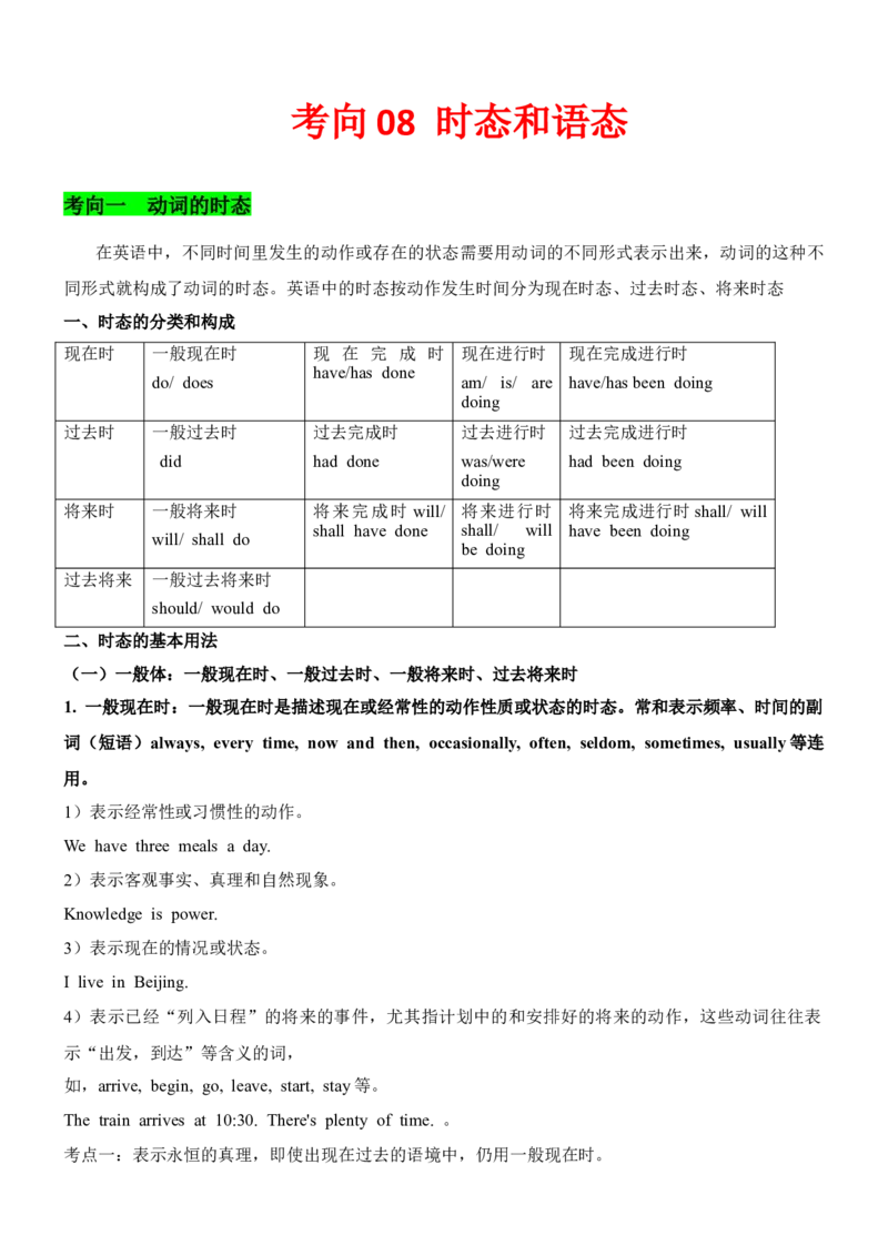 考向08时态和语态(解析版)-备战2022年高考英语一轮复习考点微专题_03高考英语_新高考复习资料_2022年新高考资料_2022年新高考英语一轮复习_备战2022年高考英语一轮复习考点微专题8.7更新