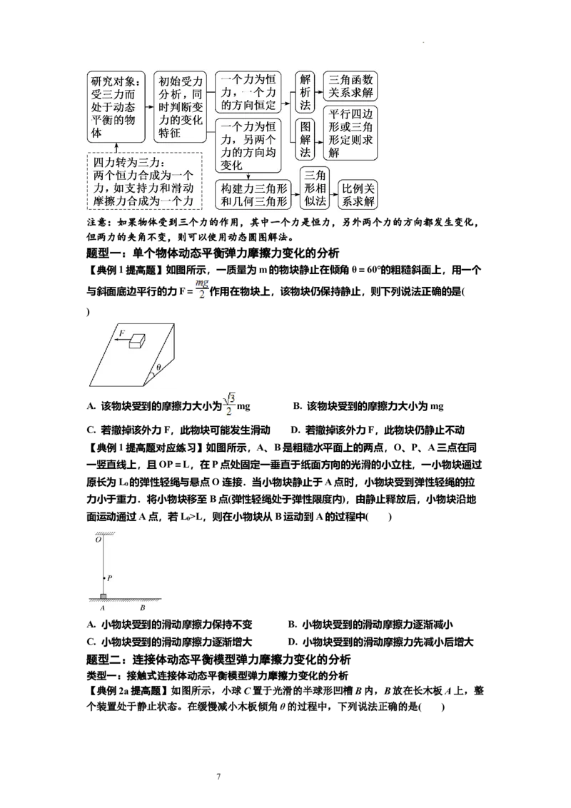 知识点7：摩擦力（提高原卷版）_04高考物理_新高考复习资料_2024新高考复习资料_一轮复习资料_提高版2024届高考物理一轮复习讲义及对应练习_知识点7：摩擦力提高版
