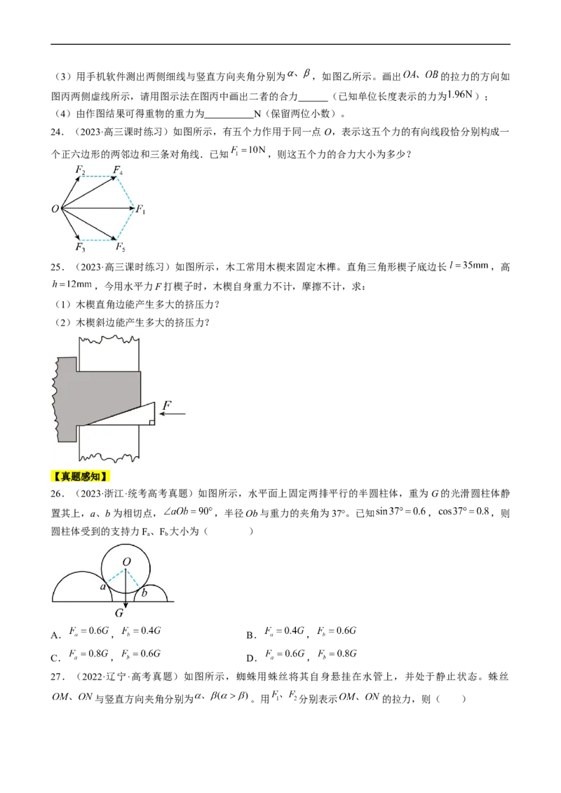 考点06力的合成与分解（原卷版）_04高考物理_通用版（老高考）复习资料_2024年复习资料_完备战2024年高考物理一轮复习考点帮（全国通用）