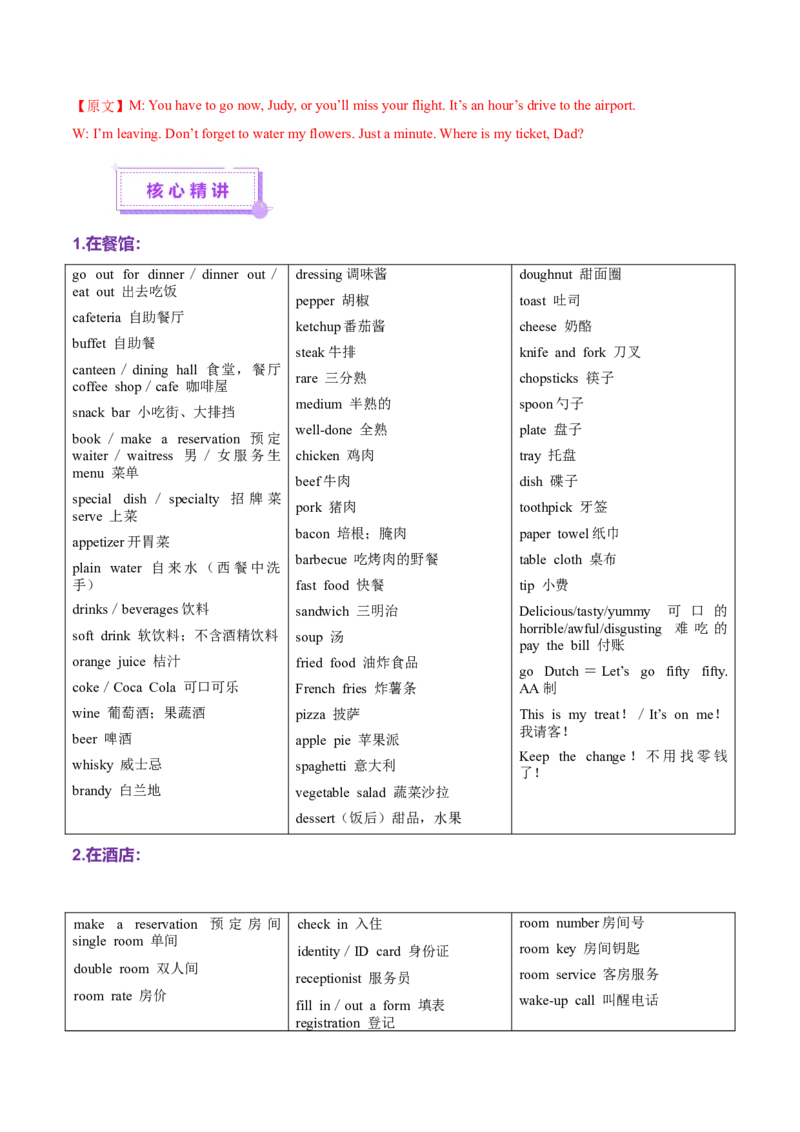 词汇知识专题01听力词汇（讲义）（原卷版）_02高考数学_2025年新高考资料_二轮复习_01高考语文等多个文件_上好课2025年高考英语二轮复习讲练测（新高考通用）_第二部分词汇知识