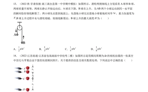 第03讲自由落体运动和竖直上抛运动（练习）（原卷版）_04高考物理_新高考复习资料_2024新高考复习资料_一轮复习资料_2024年高考物理一轮复习讲练测（讲义+练习+课件）（新高考）