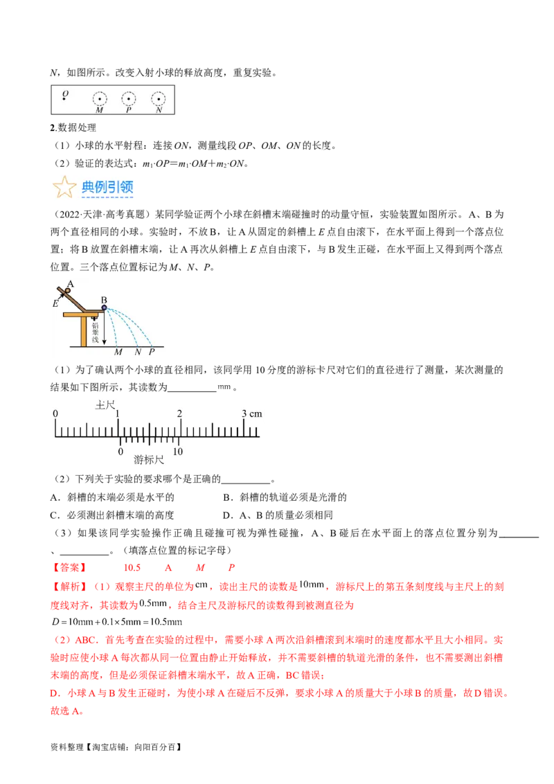 考点33实验：验证动量守恒定律（解析版）_04高考物理_通用版（老高考）复习资料_2024年复习资料_完备战2024年高考物理一轮复习考点帮（全国通用）_答案解析版