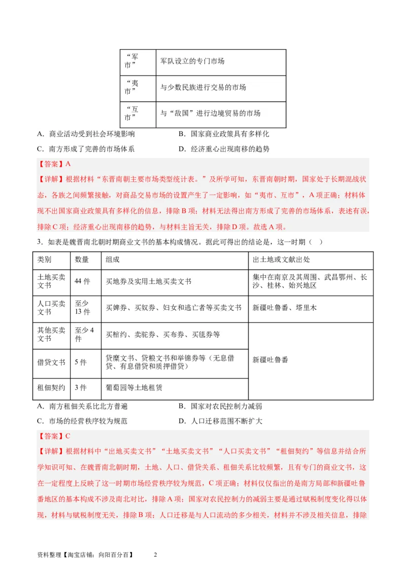 考点巩固卷28商业贸易与日常生活（解析版）_07高考历史_新高考复习资料_2024年新高考复习资料_一轮复习资料_完2024年高考历史一轮复习考点通关卷（新高考通用）_考点巩固卷