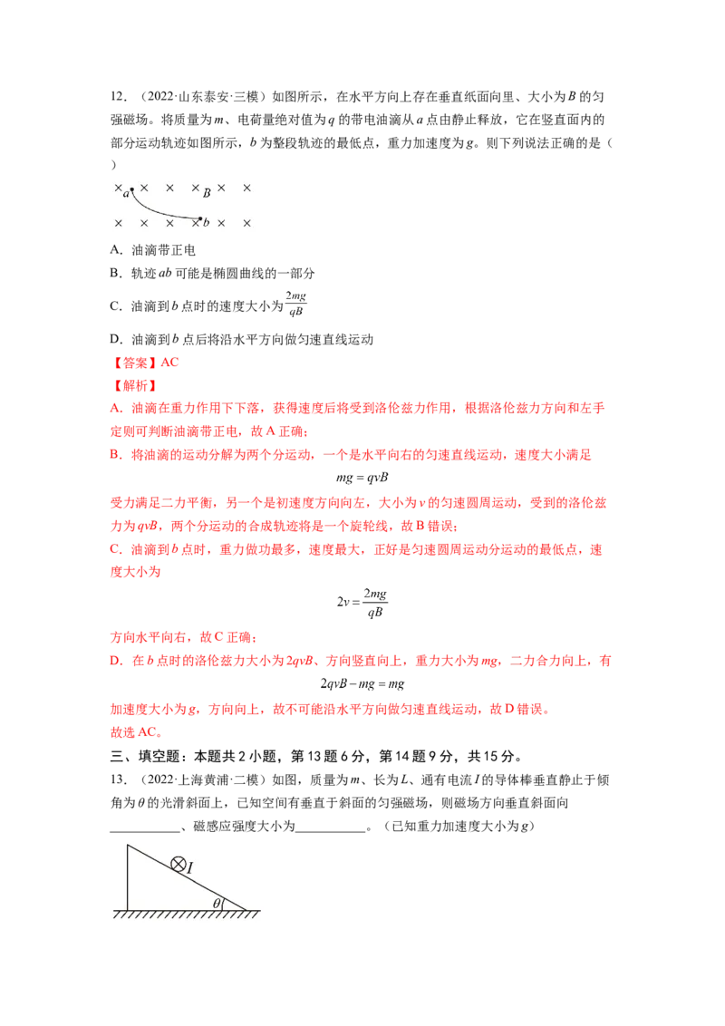 第十章磁场测--2023年高考物理一轮复习讲练测（全国通用）（解析版）_04高考物理_通用版（老高考）复习资料_2023年复习资料_一轮复习_2023年高考物理一轮复习讲练测（全国通用）